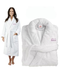 Deluxe Terry cotton with Simple Mr & Mrs CUSTOM TEXT Embroidery bathrobe